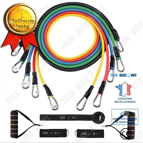 Td® Musculation Bandes De Résistance Élastique Fitness Kit 12 Pièces Sport Gym Pilates Extender Pull Up Bandes Pour Femmes Hommes