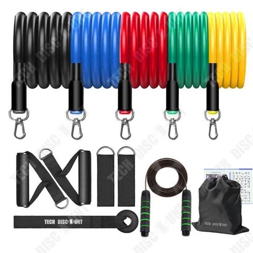 Ensemble Tendeur Chien Boucle 11 Pièces - Tech Discount - Tpe - Fitness Yoga Course Randonnée Camping