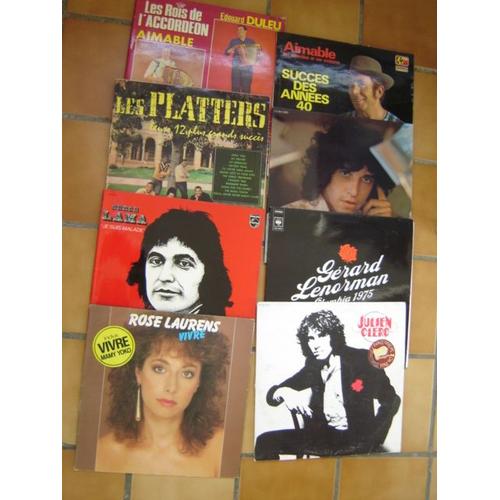 Lot 10 ( 6 + 2 Doubles = 10 ) Disques Vinyles 33 Tours / Chansons Et Musiques