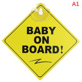 4 Pcs Bébé à Bord Signe pour Voiture Baby on Board Stickers Voiture  Autocollant Avertissements de Sécurité Enfants Signe Panneaux Autocollants  Baby on Board avec Ventouse 12 x 12 cm (Jaune) 