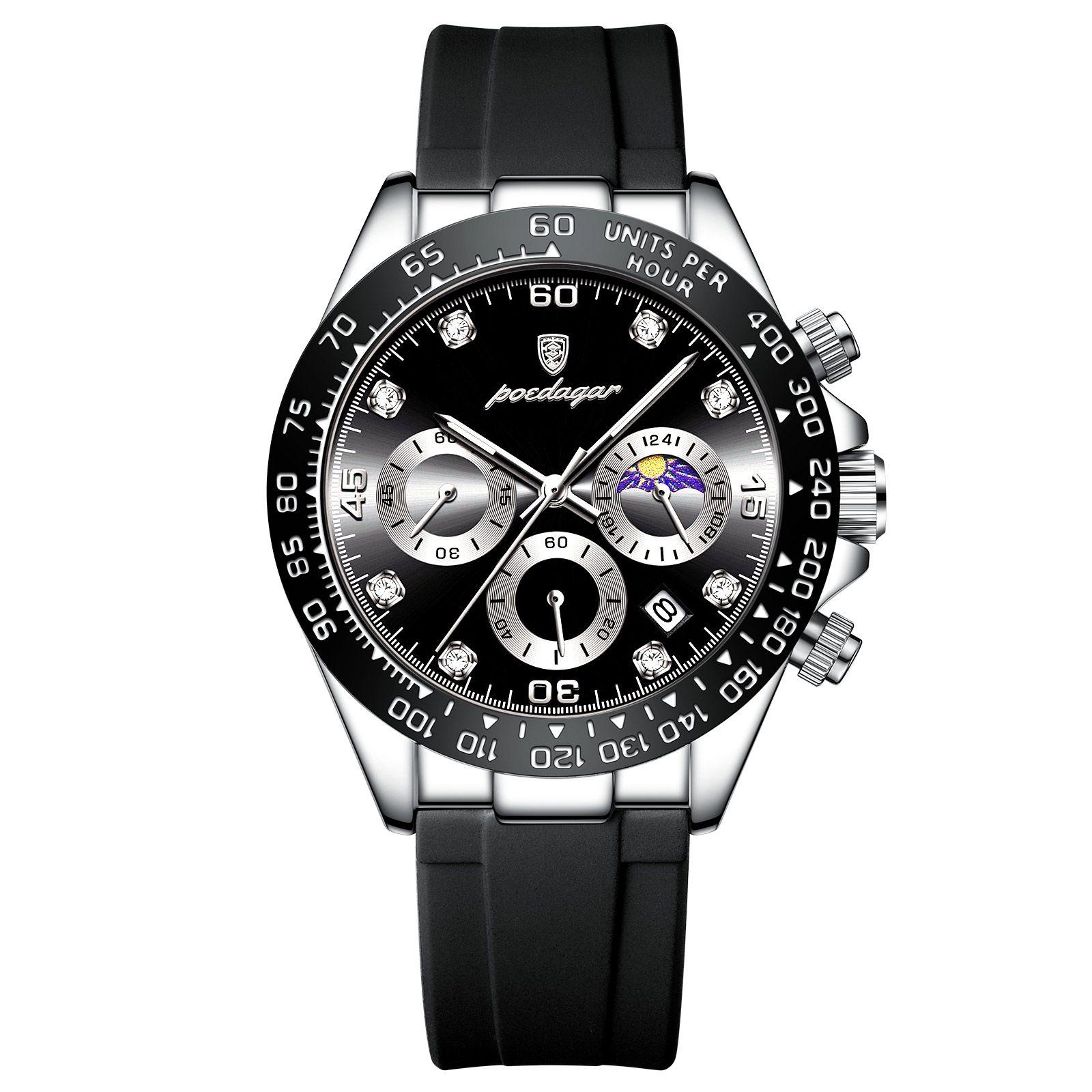 Montre-bracelet à quartz de luxe en acier inoxydable pour hommes, horloge  Shoous