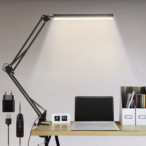 Luminosité De Table De Lecture De Protection Oculaire À Bras Long Pliable 12wled Usb Lampe De Table Multi-Pliante À 360° Éclairage De Remplissage