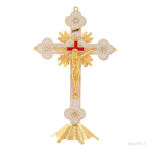 Figurine de Crucifix en croix avec Base pour prières, décoration de maison, C