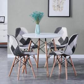 Ensemble table à manger extensible INGA 160-200 cm et 6 chaises SARA  blanches design scandinave