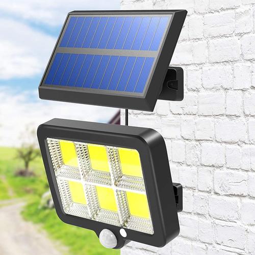 Lampes Solaires À Détecteur De Mouvement, Lampes Solaires D'extérieur Cob Étanches Ip65, Angle D'éclairage De 120°, Câble De 5m, Spots D'extérieur Pour Jardin, Cour Et Garage.