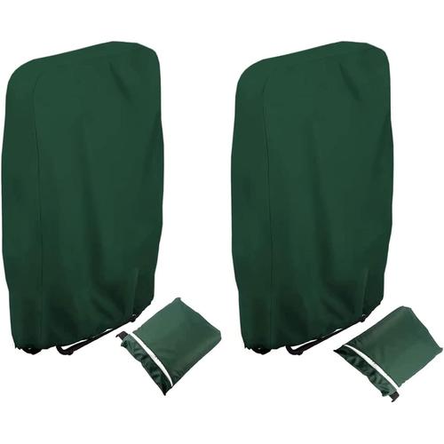 Lot De 2 Housses De Protection Pour Chaises De Jardin Pliantes En Tissu Oxford 210d - Coupe-Vent, Anti-Uv, Imperméable À La Pluie Et À La Poussière - Chaises Pliantes Et Meubles De Jardin