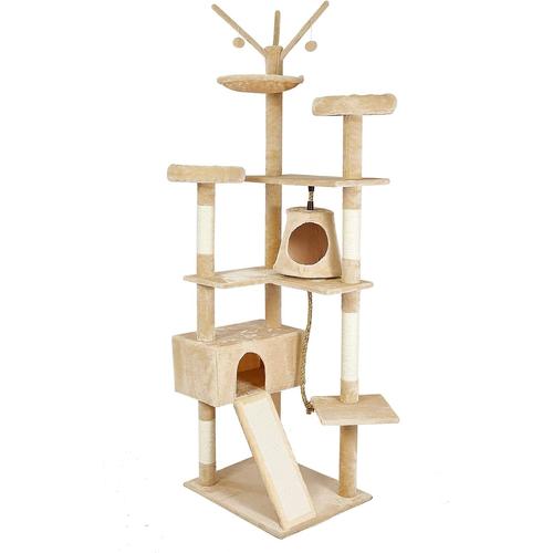 Arbre À Chat Xxl, Arbre A Chat Geant, 210cm, Cadre D'escalade De Chat, Abre A Chat, 6 Niveaux Arbre À Chat Griffe Grand, Berceau, Balançoire(Beige)