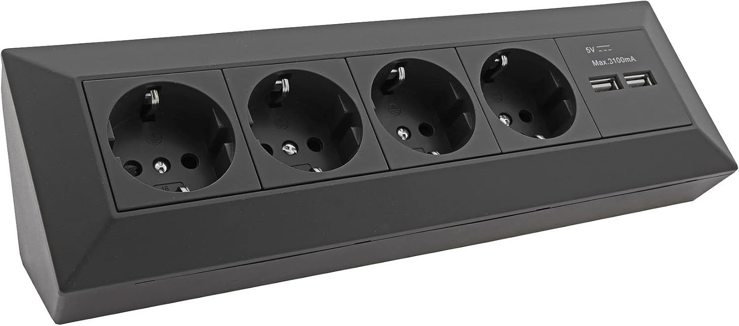 Prise D'Angle De Cuisine Avec Double Prise Usb, 4 Prises, 2 Ports U...