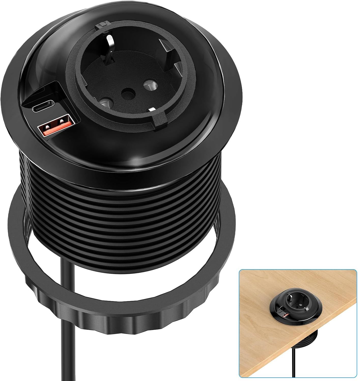 Prise Encastrable Avec Usb C Pd 20W, Bloc Prise De Bureau Encastrab...