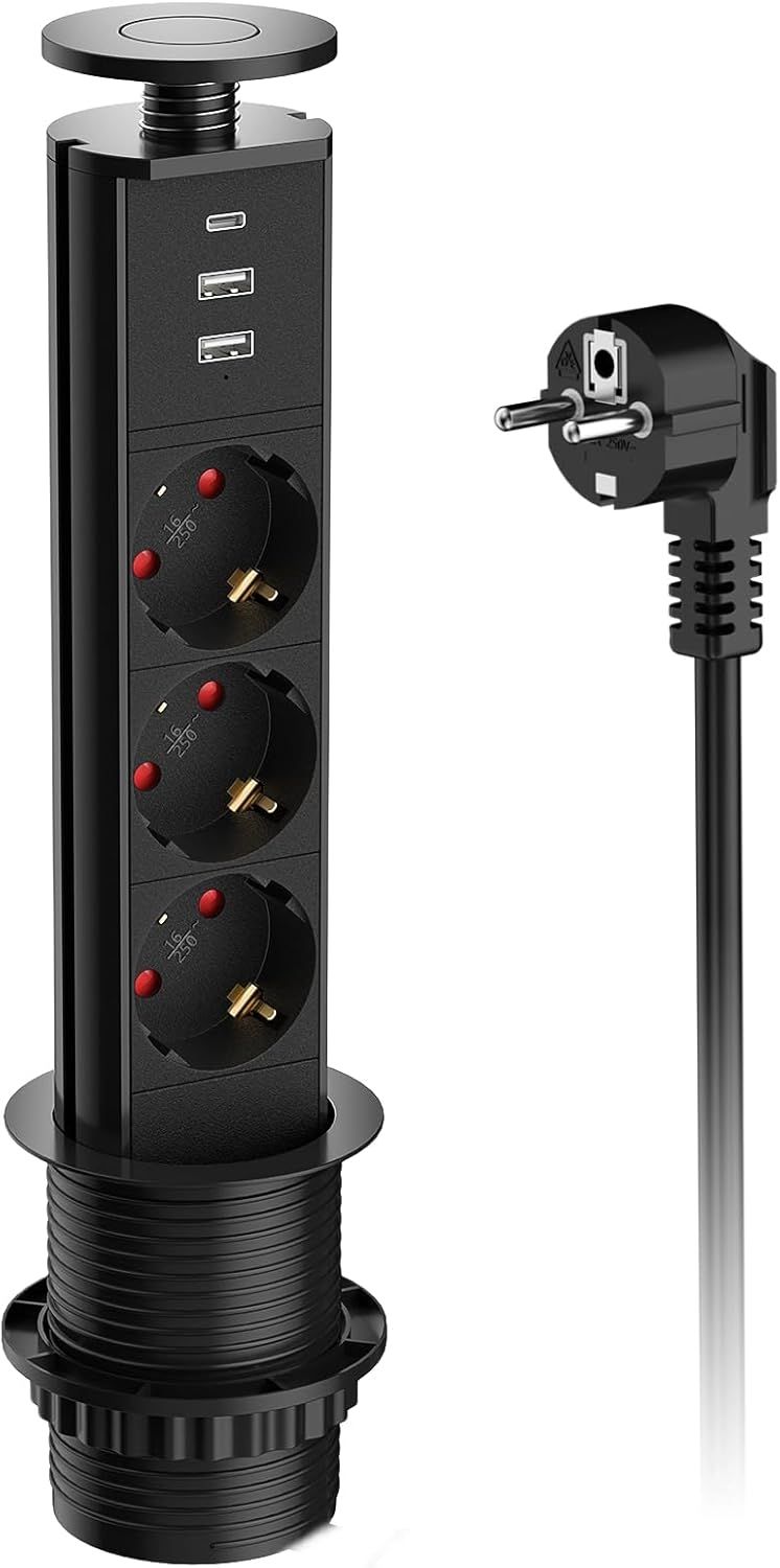 Prise Escamotable Avec Usb C, 3 Prises, Prise De Cuisine, Prise De ...