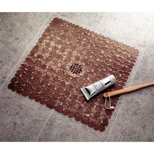 Tapis de douche antidérapant, tapis de douche, Paradise, PVC, 54x54 cm,Brun clair