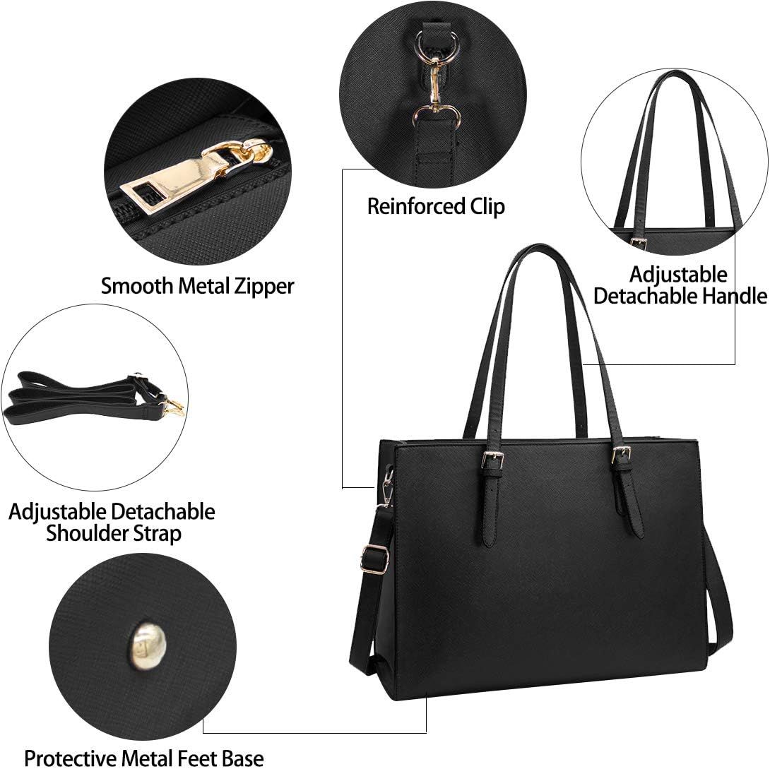 0€28 sur Sac cabas femmes sac à main en pu cuir grand capacité sac  ordinateur portable 15. 6 pouces imperméable sac de cours bandoulière sac  epaule noir - Sacoche pour ordinateur portable 