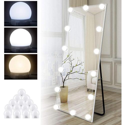 Lumière De Miroir Kit De 14 Ampoules Pour Coiffeuse Maquillage, Miroir Led Hollywood Dimmable, Lampe Coiffeuse Usb Avec Interrupteur Et Câble, 3 Couleurs , Makeup Eclairage Adhesif [Classe Énergétique A+]