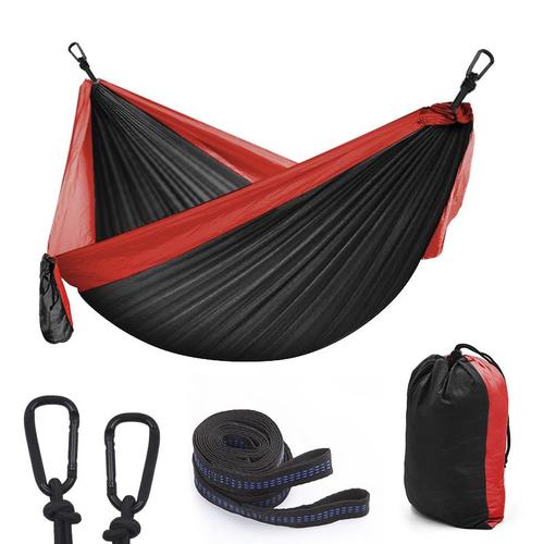 Hamac D'extérieur De Camping, 300 X 200cm Ultra Léger Hamac De Camping, Hamac De Jardin Portant 300kg, Hamac De Voyage Avec 2 X Mousquetons, 2 X Sangles De Nylon Pour Voyage Jardin - Rouge