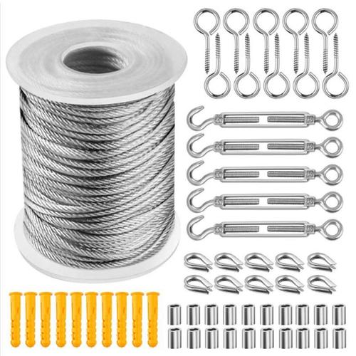 Corde en Acier Inoxydable à Suspendre Kit, 20M Câble Métallique, kit Palissage Plantes Grimpantes, Câble Métallique Pour Garde Corps Escalier - 3#