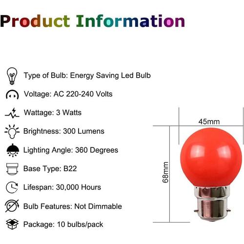 Ampoules baïonnette B22 - Paquet de 10 ampoule LED Feston 2 W