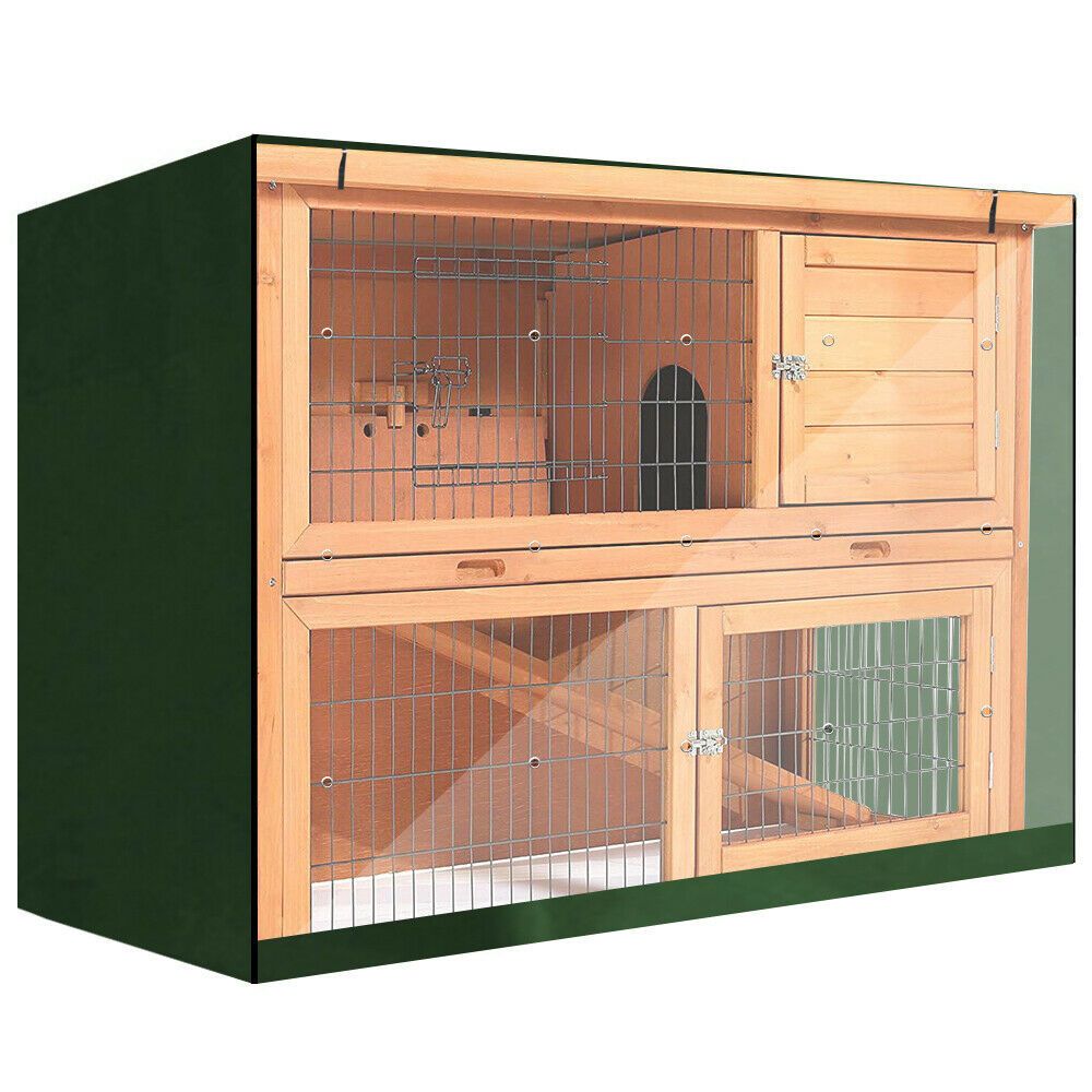 Housse De Protection Pour Clapier A Lapin A Double Etage 122x 50x 105 Cm - Imperméable Et Coupe-Vent-Vert