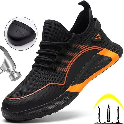 Chaussures De Sécurité Pour Hommes Et Femmes, Antichocs, Antiperforation, Respirantes Et Légères, Chaussures De Travail Embout En Acier Orange Taille