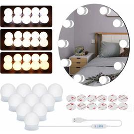 Lampe de LED - avec 10 Ampoules à Intensité Variable pour Coiffeuse,  éclairage de , 3 Couleurs de Maquillage