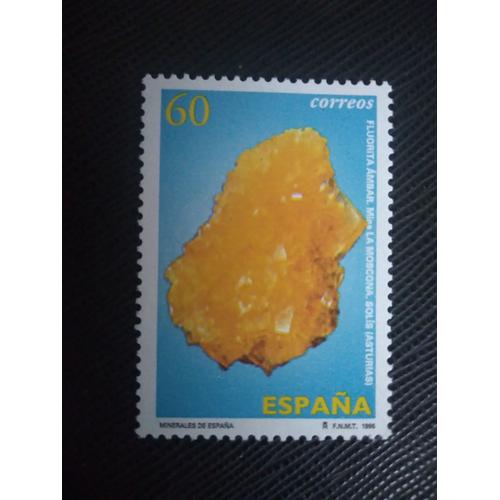 Timbre Espagne Yt 2994 Minéraux : Ambre Fluorite 1996 ( 010108 )