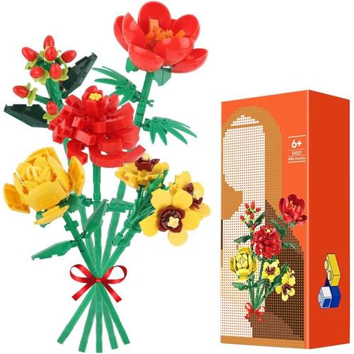 Bouquet de Fleurs Blocs de Construction,Fleurs Artificielles,Cadeau pour Adultes et Ados,Projet Cr¿¿atif de Collection Botanique,kit pour D¿¿coration de Chambre et Bureau