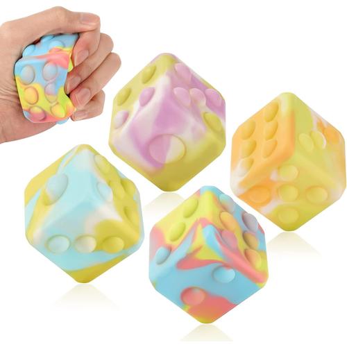 Pop Dice Fidget Cube, 4 Pcs Infinity Dice Push Bubbles Silicone Ball, Dice Fidget Sensory Finger Toys, Finger Press Décompression Jouets Pour Adultes Enfants Réduction Du Stress Jouet Éducatif