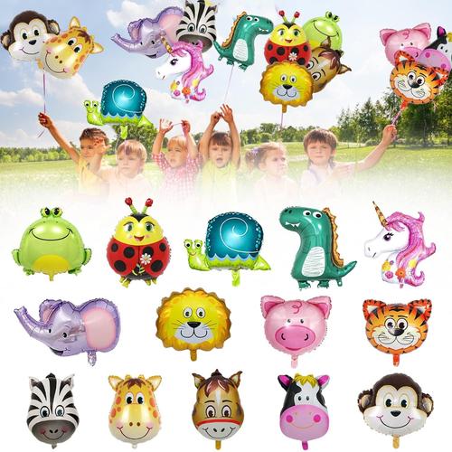 Ballon Animal, 14 Pi¿¿Ces Animal Feuille D'aluminium Ballons, Animal Ballon De H¿¿Lium, Ballons T¿¿Te D'animal, Helium Est Autoris¿¿, Parfait Pour La D¿¿Coration De F¿¿Te D'anniversaire D'enfants