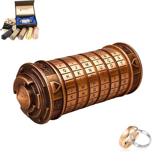 Da Vinci Code Mini Cryptex Cadeau St Saint Valentin Homme Femme Papa Couple Original Femme Homme Maman Mot de Passe avec Deux Anneaux idee Rigolo Secret Personnalis¿¿ Cadeau Noel Couple Copine