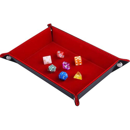 Plateau ¿¿ D¿¿S De Double Face, Rectangle Pliant En Cuir Pu Et Piste ¿¿ D¿¿S En Velours Bordeaux Pour Donjons Et Dragons Dg De Jeux De D¿¿S D & D Et Autres Jeux De Table