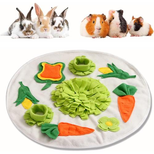 Tapis De Fouille Lapin Tapis ¿¿ Renifler Pour Lapin Lent Alimentation Le Stress Release Pad Tapis Snuffle Mat Lapin Jouets Pour Lapin Cochons D'inde Chiot Chinchillas Furets (Round)