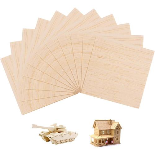 Lot de 10 feuilles de bois de balsa, 100 x 100 x 1,5 mm mince, contreplaqu¿¿ de tilleul non peint, mod¿¿le artisanal, mod¿¿le artisanal, plaque en bois pour avions, bateau, mod¿¿le artisanal