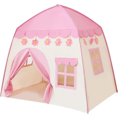 Tente De Jeu Pour Enfants, Château De Princesse Pour Intérieur Et Extérieur. Confortable Et Respirant, Avec Cordon Lumineux. Le Tipi Rose Idéal Pour Jouer.