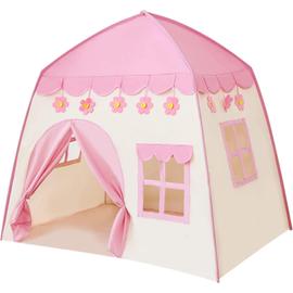 Tente Tipi Enfant avec Tapis - AMAZINGGIRL - Modèle 4 - Rose - Coton -  109x130x140cm