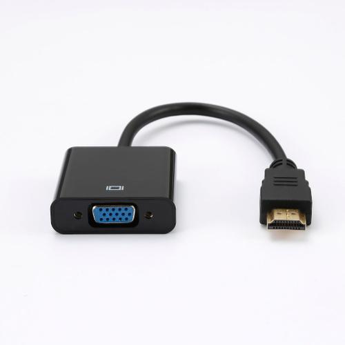 Adaptateur VGA femelle vers HDMI mâle - HDMI fiche or - Noir - Câble 15 cm - en sachet