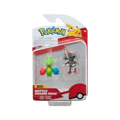 Pokémon - Pack 2 Figurines Battle Figure Pack Scalpion, Rosélia  5 Cm