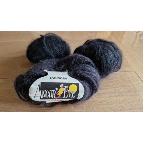 3 Pelotes Laine 70% Angora Et 30% Mérinos - Couleur Noir - Direct Éleveur