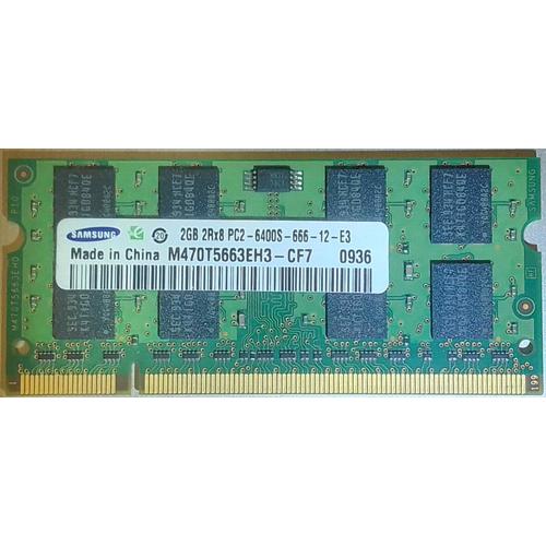 Module mémoire RAM 2Go pour PC Portable - Marque Samsung - M470T5663EH3-CF7 - DDR2 400Mhz