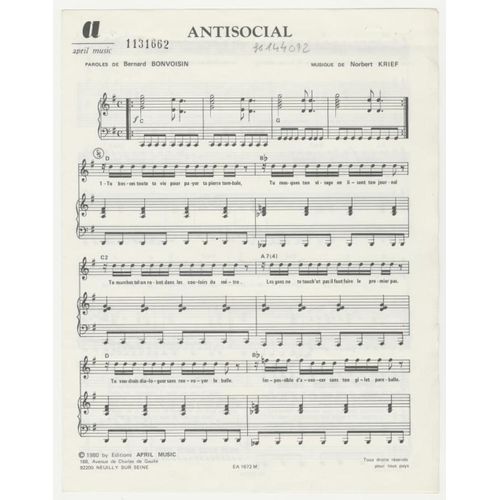 Trust Antisocial (Partition) April Music