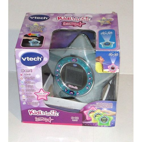 Kidimagic Starlight Bleu Vtech Reveil Enfant Interactif Radio Veilleuse Projection De L'heure