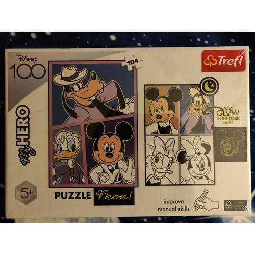 Trefl Puzzle Neon Disney Mickey Minnie My Hero