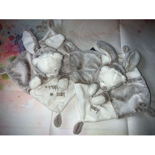 Doudou Ours Capuche Lapin Plat Orchestra Lot De Deux Doudous Jouets Bébé Hapoy Baby 