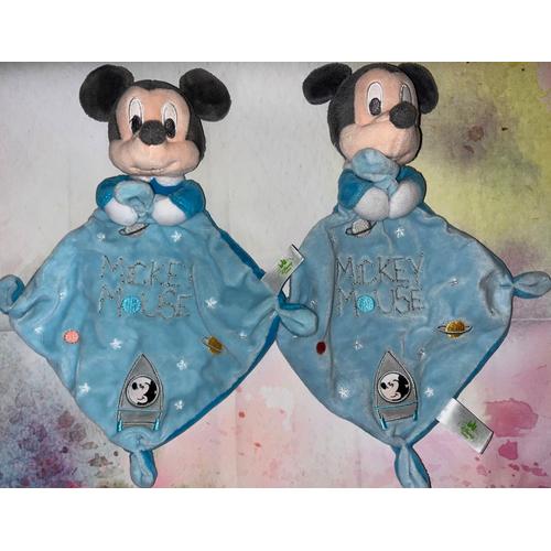 Doudou Mickey Bleu Disney Baby Plat Lot De Deux Doudous Peluches Soft Toy Mouse Hand Puppet 