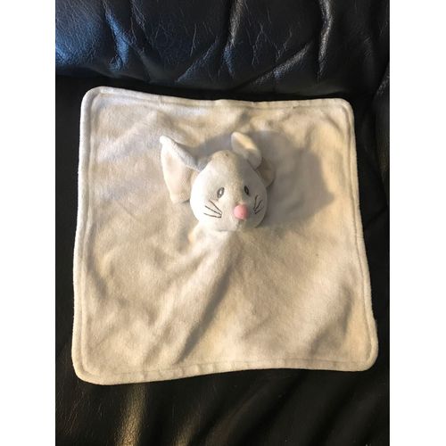 Peluche Doudou Plat Souris Blanche Orange Influx 24cm