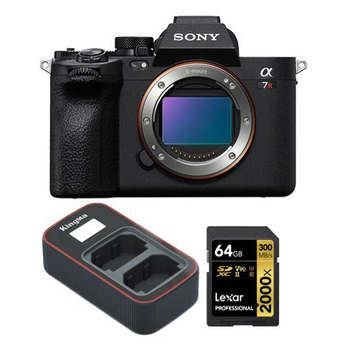 Sony Alpha A7R V Corps+Lexar 64Go Carte mémoire SDXC professionnelle 2000x UHS-II+Kingma Sony NP-FZ100 LCD double USB chargeur