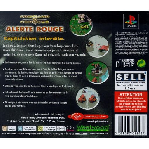 Jeu PS1 Command & Conquer Alerte Rouge - Boîte Seule - Édition Missions Tesla
