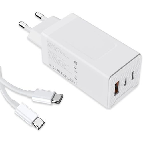 65w Gan Usb C Rapide Chargeur Avec 3 Ports,Usb Pd Chargeur Rapide Compatible Avec Macbook Pro/Air Iphone 8-13 Galaxy S22 Ultra/Pixel 6 Pro/Ipad Pro/Switch.[F94]