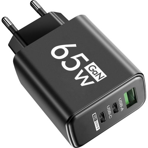 65w Usb Gan Chargeur Charge Rapide 3.0 Pd Type C Adaptateur Pour Iphone 15 14 Pro Xiaomi Samsung Portable Chargeur De Tlphone Portable  Charge Rapide - Type Eu Plug Black