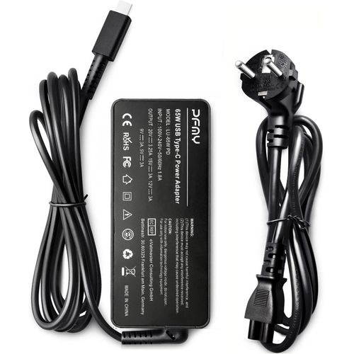 65W USB Type C Chargeur Adaptateur Alimentation Ordinateur Portable 20V 3.25A AC Adapter USB-C Type-C pour ThinkPad X280 X390 X395 Laptop,Thinkpad X1 Carbon 2018 2019 Sries Notebook.[P939]