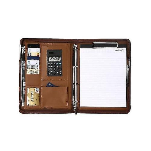 Classeur A4 Portable En Cuir, Gestionnaire Padfolio, Organisateur De Documents De Bureau, Porte-Documents Avec Calculatrice, Support De Fichiers D'affaires, Marron