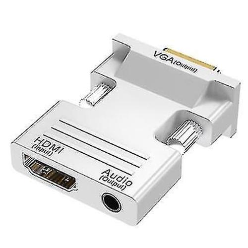 Cable Hdmi vers Vga avec sortie audio, convertisseur Hdmi blanc